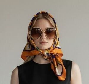 Vintage Colorful Geometric Patterned Square Scarf